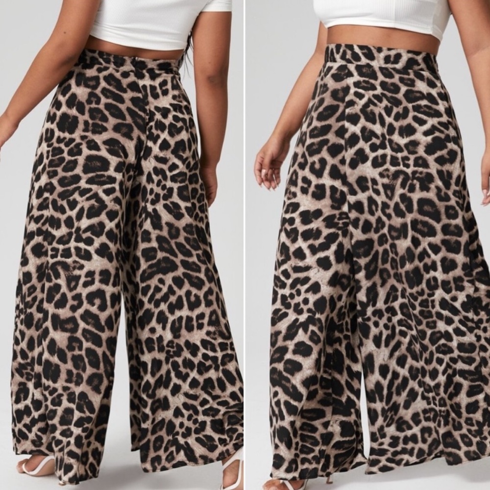 Boho Plus Size Leopard Print Wide Leg Palazzo Pan… - image 5